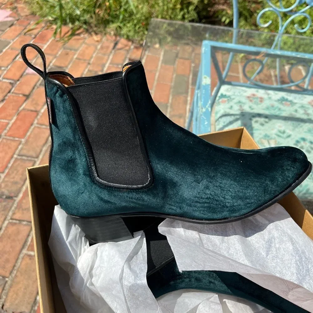 Anthropologie Penelope Chilvers Velvet Chelsea Boots NIB